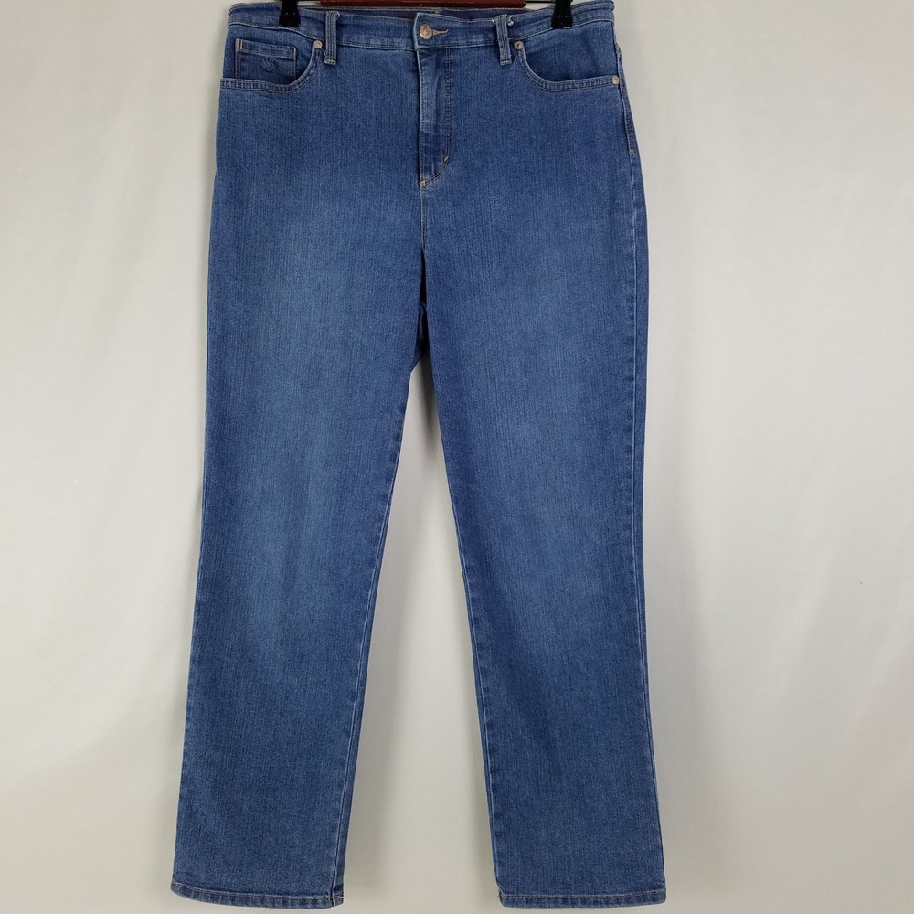 Gloria Vanderbilt Amanda High Rise Straight Leg Jeans Blue Womens 12 Short